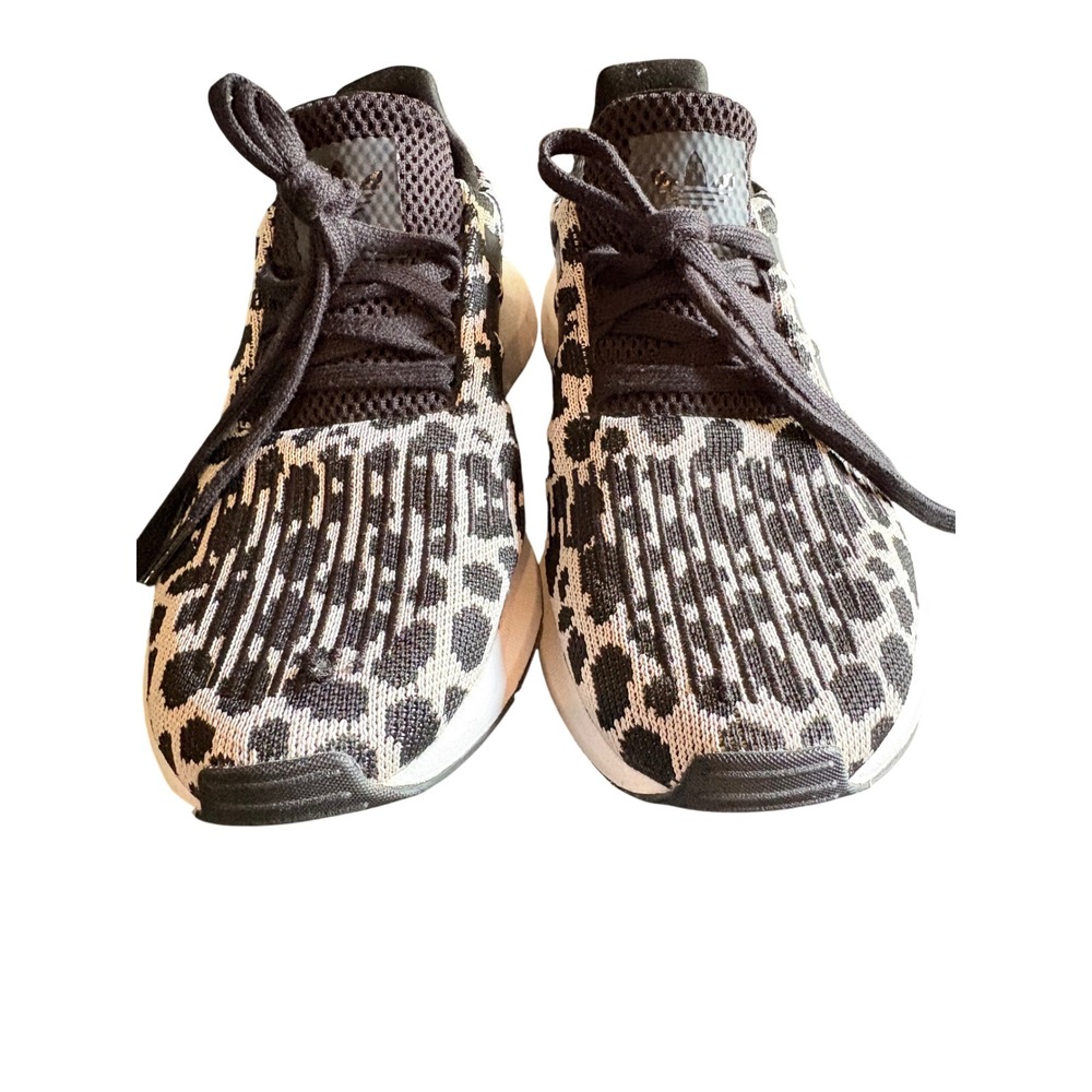 Adidas Swift Run Kids Leopard Print Sneakers Black White Running Shoes